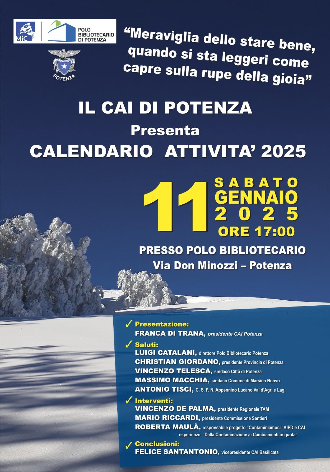 Calendario Attività 2025 - CAI di Potenza