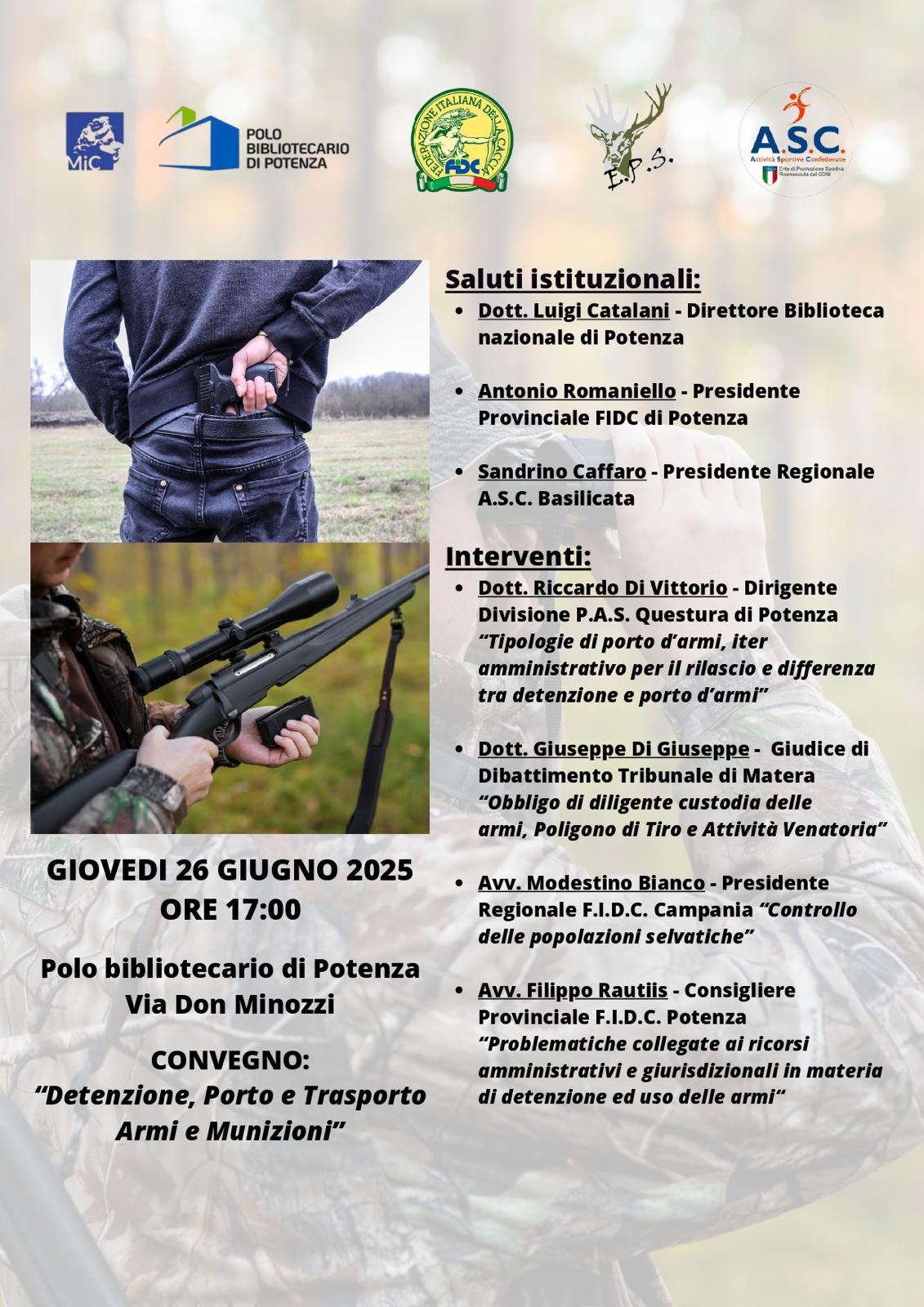 Detenzione, porto e trasporto d'armi e munizioni